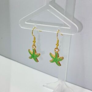 Green Starfish Earrings